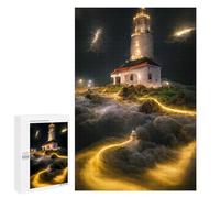 Casse-têtes pour Adultes 1000 PCS Night Lighthouse with Waves Casse-têtes pour Adolescents : Améliore La Mémoire, Stimulant Et Amusant pour Toute La Famille 1000 PCS
