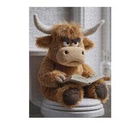 Casse-têtes pour Adultes 1000pcs(52x38cm) Grumpy Highland Cow Reading on Toilet Casse-têtes pour Adolescents Jeu De Réflexion Défi Difficile Activités Amusantes À La Maison 1000pcs(52x38cm)