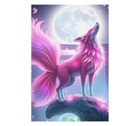 Casse-têtes pour Adultes 1000pcs(75x50cm) Fox Howling Moon Casse-têtes pour Adolescents Jeu De Réflexion Défi Difficile Activités Amusantes À La Maison 1000pcs(75x50cm)
