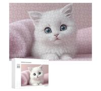 Casse-têtes pour Adultes 300 PCS Fluffy White Kitten Casse-têtes pour Adultes - Jeu De Réflexion - Décoration Parfaite - Cadeaux d'anniversaire Et De Noël Uniques 300 PCS