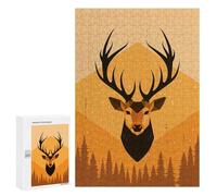 Casse-têtes Pour Adultes 300 PCS Geometric Deer Vector Portrait with Forest Design Casse-têtes Pour Adultes : Un Jeu Pratique, Amusant Et Humoristique ! Idée Cadeau Pour Noël Ou Un Anniversaire 300 PC