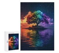 Casse-têtes pour Adultes 300 PCS Rainbow Tree Reflections Casse-têtes pour Adolescents : Améliore La Mémoire, Stimulant Et Amusant pour Toute La Famille 300 PCS