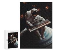 Casse-têtes pour Adultes 300 PCS Space Musician Astronaut Playing Keyboard in Orbit Casse-têtes pour Adolescents : Améliore La Mémoire, Stimulant Et Amusant pour Toute La Famille 300 PCS