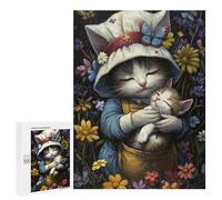 Casse-têtes pour Adultes 500 PCS Adorable Nurse Cat with Kitten -1 Casse-têtes pour Adolescents : Améliore La Mémoire, Stimulant Et Amusant pour Toute La Famille 500 PCS