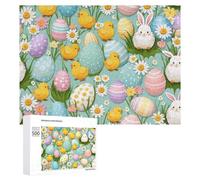Casse-têtes pour Adultes 500 PCS Easter Eggs and Chicks Scene Casse-têtes pour Adultes - Jeu De Réflexion - Décoration Parfaite - Cadeaux d'anniversaire Et De Noël Uniques 500 PCS