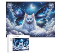 Casse-têtes pour Adultes 500 PCS Enchanted Celestial Cat Wings Casse-têtes pour Adultes - Jeu De Réflexion - Décoration Parfaite - Cadeaux d'anniversaire Et De Noël Uniques 500 PCS
