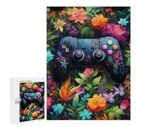 Casse-têtes pour Adultes 500 PCS Floral Gaming Controller Artwork -2 Casse-têtes pour Adultes - Jeu De Réflexion - Décoration Parfaite - Cadeaux d'anniversaire Et De Noël Uniques 500 PCS