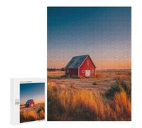 Casse-têtes pour Adultes 500 PCS Rustic Red Barn Sunset Casse-têtes pour Adolescents : Améliore La Mémoire, Stimulant Et Amusant pour Toute La Famille 500 PCS