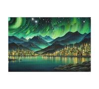 Casse-têtes pour Adultes 75x50cm/1000pcs Casse-têtes Aurora Cityscape Reflection Casse-têtes pour Adultes, Jeu De Réflexion, Cadeau d'anniversaire, Cadeaux d'anniversaire Uniques 75x50cm/1000pcs