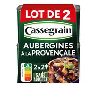 CASSEGRAIN - Aubergines à la Provençale à l'Huile d'Olive et Basilic - les de 2 boites de 375g - Le Lot De 3