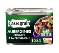 CASSEGRAIN - Aubergines Cuisinées à la Provençale à l'Huile d'Olive et Basilic - la boîte de 660g - Le Lot De 3