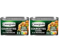 CASSEGRAIN - Courgettes Cuisinées à la Provençale - Courgettes & Tomates, Huile d'Olive Vierge Extra 1,9%, Basilic - Sans Additif - Nutri-Score A - Emballage 100% Recyclable - 375 g (Lot de 2)