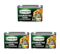 CASSEGRAIN - Courgettes Cuisinées à la Provençale - Courgettes & Tomates, Huile d'Olive Vierge Extra 1,9%, Basilic - Sans Additif - Nutri-Score A - Emballage 100% Recyclable - 375 g (Lot de 3)
