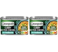 CASSEGRAIN - Curry de Pois Chiches à l'Indienne - Légumes Fondants & Lait de Coco - Sans Additif - Nutri-Score A - Emballage 100% Recyclable - Boîte de Conserve de 430 g (Lot de 2)
