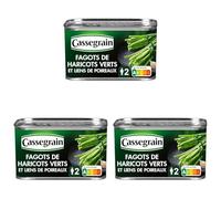 CASSEGRAIN - Fagots Haricots Verts - 5 Fagots avec Liens de Poireaux - Nutri-Score A - Emballage 100% Recyclable - Boîte de Conserve 400 g (Lot de 3)