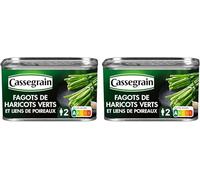 CASSEGRAIN - Fagots Haricots Verts - 5 Fagots avec Liens de Poireaux - Nutri-Score A - Emballage 100% Recyclable - Boîte de Conserve 400 g (Lot de 2)