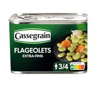 CASSEGRAIN Flageolets préparés extra-fins en conserve - 465g - Légumineuses vertes cuisinées avec carottes et bouquet aromatique - Nutri-Score A - Lot de 3