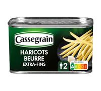 CASSEGRAIN - Haricots Beurre Extra-Fins - Cueillis & Rangés à la Main - Nutri-Score A - Emballage 100% Recyclable - Boîte de Conserve 400 g