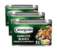 CASSEGRAIN - Haricots Blancs Préparés - Fermes & Savoureux - Sans Additif - Nutri-Score A - Emballage 100% Recyclable - Boîte de Conserve 400 g (Lot de 3)
