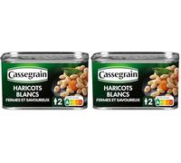 CASSEGRAIN - Haricots Blancs Préparés - Fermes & Savoureux - Sans Additif - Nutri-Score A - Emballage 100% Recyclable - Boîte de Conserve 400 g (Lot de 2)