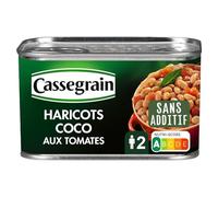 CASSEGRAIN - Haricots Coco Cuisinés à la Tomate Laurier et Sauge - Saveur Délicate - la boîte de 435g - Le Lot De 4
