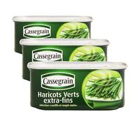 CASSEGRAIN - Haricots Verts Extra-Fins - Cueillis & Rangés à la Main - Nutri-Score A - Emballage 100% Recyclable - Boîte de Conserve 110 g (Lot de 3)