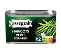 CASSEGRAIN - Haricots Verts Extra-Fins - Cueillis & Rangés à la Main - Nutri-Score A - Emballage 100% Recyclable - Boîte de Conserve 400 g