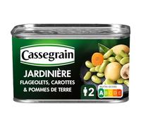 CASSEGRAIN Jardinière de flageolets, carottes et pommes de terre en conserve - 265 g - Ouverture facile - Nutri-Score A - Légumes cuisinés prêts à déguster - Lot de 4