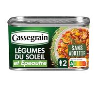 CASSEGRAIN Légumes du soleil et épeautre - Recette cuisinée sans additif - Boîte métal 375 g - Nutri-Score A - Accompagnement gourmand et équilibré - Lot de 3