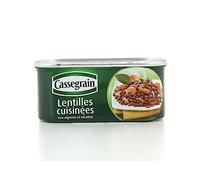 CASSEGRAIN - Lentilles Cuisinées Savoureuses aux Oignons et Carottes, 125G - Lot de 4