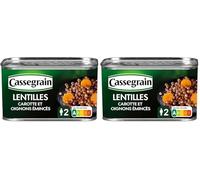 CASSEGRAIN - Lentilles Préparées - Lentilles & Carottes - Tendres et Fondantes - Nutri-Score A - Emballage 100% Recyclable - Boîte de Conserve 400 g (Lot de 2)