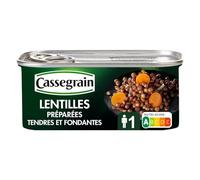 CASSEGRAIN - Lentilles Préparées Tendres et Fondantes aux Carottes et Laurier - la boîte de 130g - Le Lot De 4