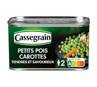 CASSEGRAIN - Petits Pois Carottes - Tendres et Savoureux - Nutri-Score A - Emballage 100% Recyclable - Boîte de Conserve 400 g