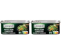 Cassegrain - Petits Pois Carottes - Tendres et Savoureux - Nutri-Score A - Emballage 100% Recyclable - Boîte de Conserve 130 g (Lot de 2)