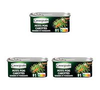 CASSEGRAIN - Petits Pois Carottes - Tendres et Savoureux - Nutri-Score A - Emballage 100% Recyclable - Boîte de Conserve 130 g (Lot de 3)