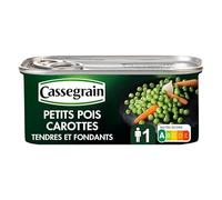 CASSEGRAIN - Petits Pois Et Carottes 130G - Délicieuses légumes en conserve pour un repas savoureux et rapide - Qualité premium - Lot De 4