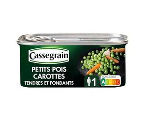 CASSEGRAIN - Petits pois et carottes extra-fins, la saveur du potager en conserve - 130g - Lot De 4 - Vendu Par Lot