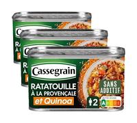 CASSEGRAIN - Ratatouille à la Provençale & Quinoa - Morceaux de Légumes Fondants - Sans Additif - Nutri-Score A - Emballage 100% Recyclable - Boîte de Conserve de 375 g (Lot de 3)
