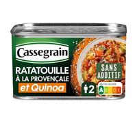 CASSEGRAIN - Ratatouille à la Provençale & Quinoa - Morceaux de Légumes Fondants - Sans Additif - Nutri-Score A - Emballage 100% Recyclable - Boîte de Conserve de 375 g