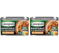 CASSEGRAIN - Ratatouille à la Provençale & Quinoa - Morceaux de Légumes Fondants - Sans Additif - Nutri-Score A - Emballage 100% Recyclable - Boîte de Conserve de 375 g (Lot de 2)