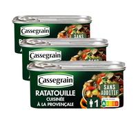 CASSEGRAIN - Ratatouille Cuisinée à la Provençale - Légumes du Soleil, Huile d'Olive Vierge Extra 1,5%, Thym - Sans Additif - Nutri-Score A - Emballage 100% Recyclable - 185 g (Lot de 3)