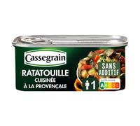 CASSEGRAIN - Ratatouille Cuisinée à la Provençale - Légumes du Soleil, Huile d'Olive Vierge Extra 1,5%, Thym - Sans Additif - Nutri-Score A - Emballage 100% Recyclable - 185 g