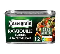 CASSEGRAIN - Ratatouille Cuisinée à la Provençale - Légumes du Soleil, Huile d'Olive Vierge Extra 1,5%, Thym - Sans Additif - Nutri-Score A - Emballage 100% Recyclable - 375 g