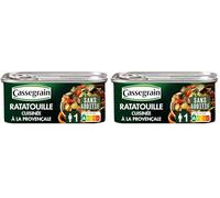 CASSEGRAIN - Ratatouille Cuisinée à la Provençale - Légumes du Soleil, Huile d'Olive Vierge Extra 1,5%, Thym - Sans Additif - Nutri-Score A - Emballage 100% Recyclable - 185 g (Lot de 2)