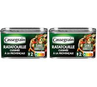 CASSEGRAIN - Ratatouille Cuisinée à la Provençale - Légumes du Soleil, Huile d'Olive Vierge Extra 1,5%, Thym - Sans Additif - Nutri-Score A - Emballage 100% Recyclable - 375 g (Lot de 2)