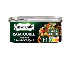 CASSEGRAIN - Ratatouille Cuisinée à la Provençale - Légumes du Soleil, Huile d'Olive Vierge Extra 1,5%, Thym - Sans Additif - Nutri-Score A - Emballage 100% Recyclable - 185 g