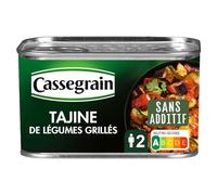 CASSEGRAIN Tajine de légumes grillés à la coriandre - Recette à l'orientale sans additif - Boîte de 375 g - Légumes cuisinés en conserve prêts à déguster - Lot de 3