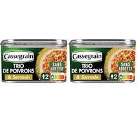 CASSEGRAIN - Trio de Poivrons Cuisinés & Sarrasin - Huile d'Olive Vierge Extra 1,5% - Sans Additif - Nutri-Score A - Emballage 100% Recyclable - Boîte de Conserve de 375 g (Lot de 2)