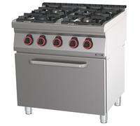 Casselin Fourneau Gaz 4 Feux avec Four Électrique Ventilé GN 1/1 HP 80 - Acier Inoxydable AISI 304 - 4 Brûleurs Laiton - Dimensions: L 800 x P 700 x H 900 mm - Poids: 78 Kg