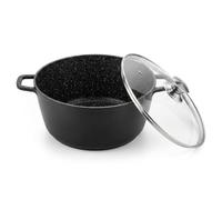 Casserole 13 L Marmite à soupe en fonte d'aluminium antiadhésive casserole à lait induction cocotte 36 cm avec couvercle en verre rôtissoire